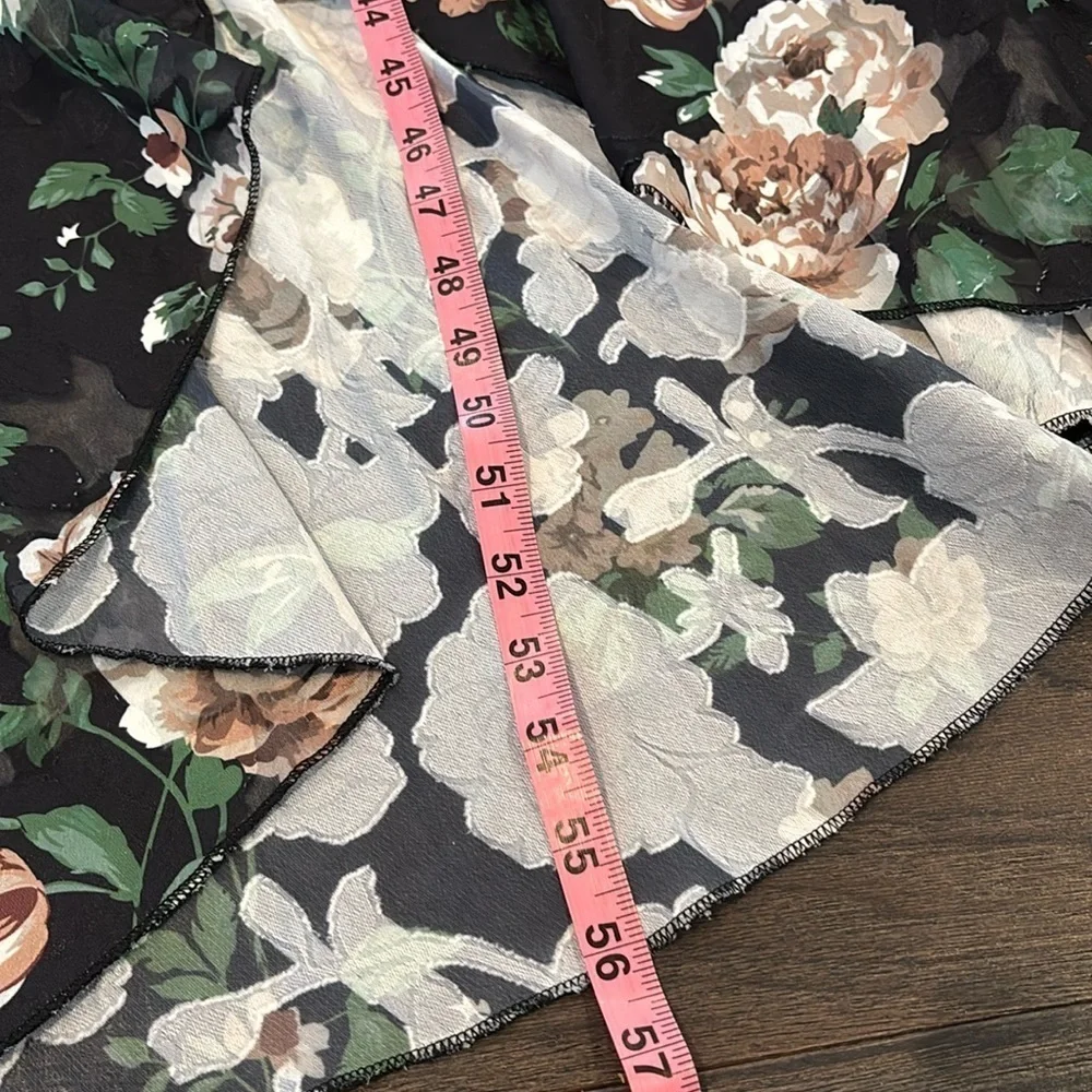 Lulus Feeling Cherished black Floral Ruffled Wrap Tiered Maxi Dress